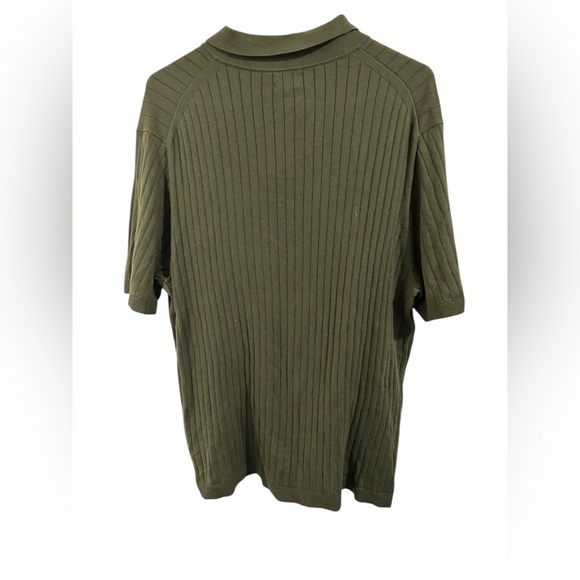 J. Crew Green Knit Cotton Ribbed Polo Button Front Sweater Shirt Men’s XL - Picture 2 of 3